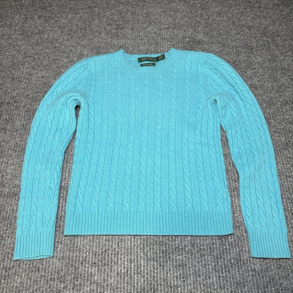 Lauren Ralph Lauren Women's 100% Cashmere Cable Knit Crewneck Sweater Sz. S